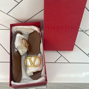 Valentino transparent slides with gold hardware size 38.5